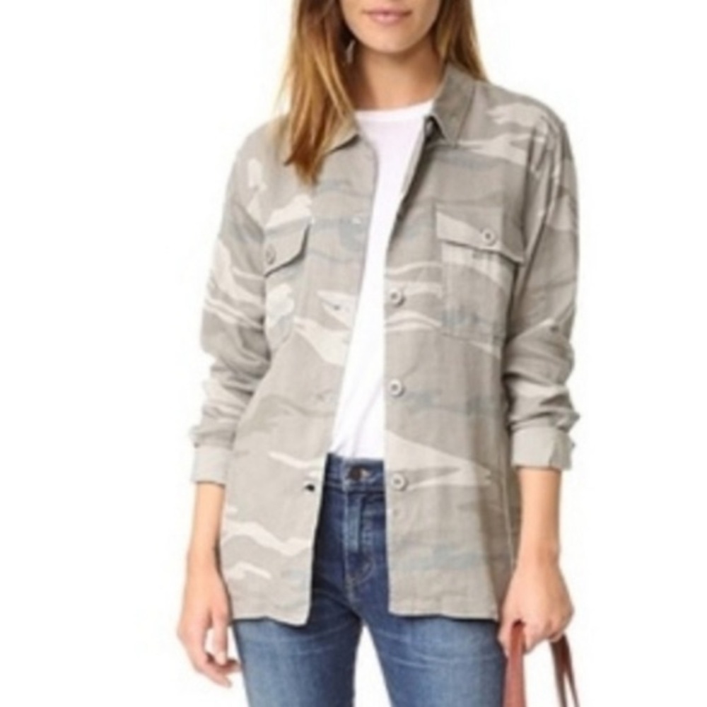 Rails Women Linen Top Everett Button‎ Down Camo Tan Casual Summer